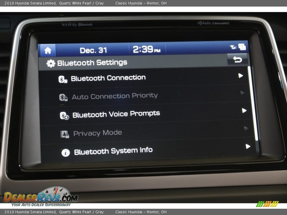 2019 Hyundai Sonata Limited Quartz White Pearl / Gray Photo #11