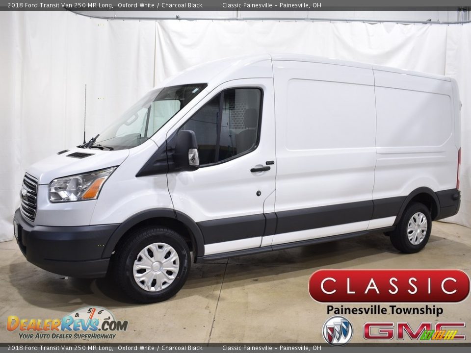 2018 Ford Transit Van 250 MR Long Oxford White / Charcoal Black Photo #1