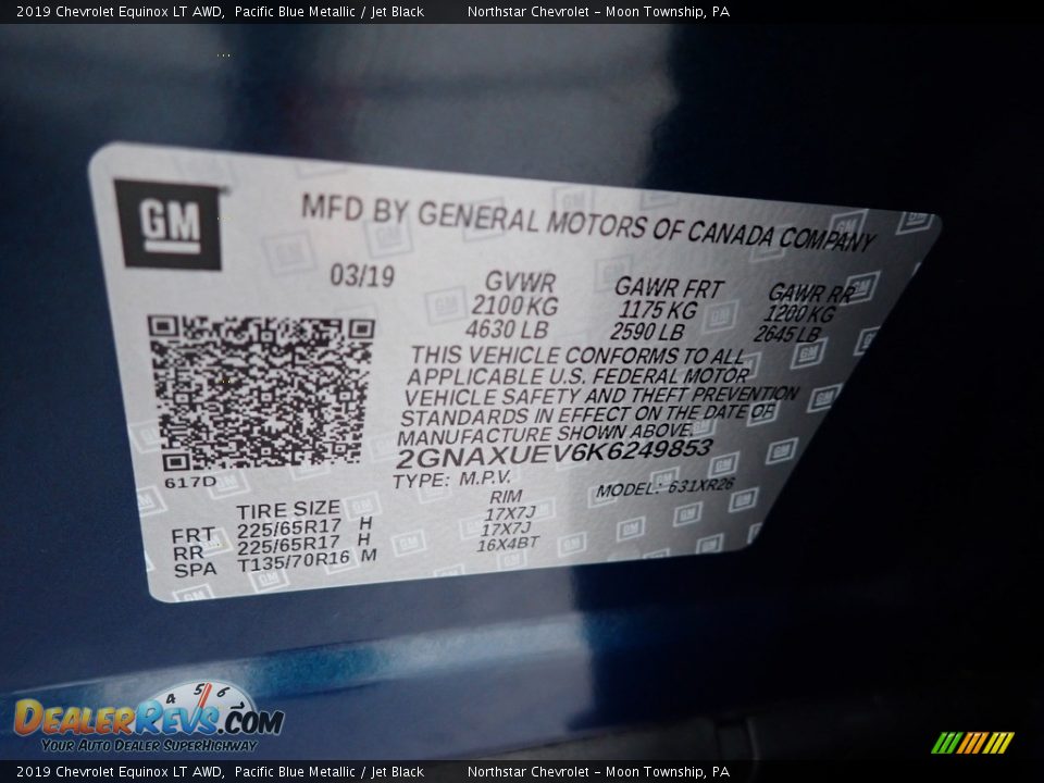 2019 Chevrolet Equinox LT AWD Pacific Blue Metallic / Jet Black Photo #28