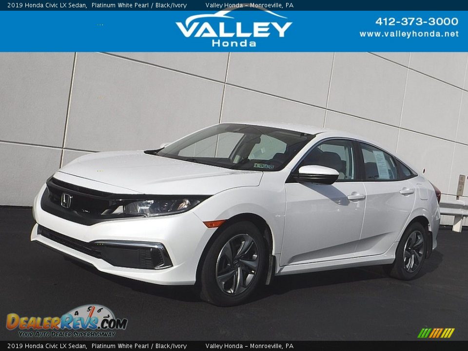 2019 Honda Civic LX Sedan Platinum White Pearl / Black/Ivory Photo #1