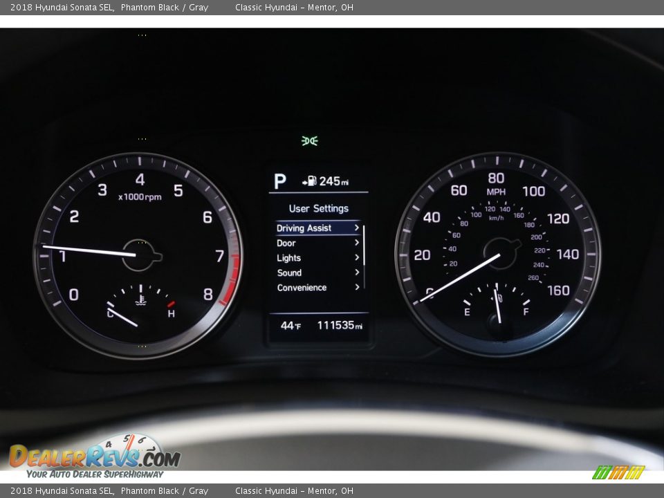 2018 Hyundai Sonata SEL Phantom Black / Gray Photo #8