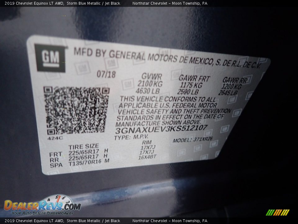 2019 Chevrolet Equinox LT AWD Storm Blue Metallic / Jet Black Photo #28