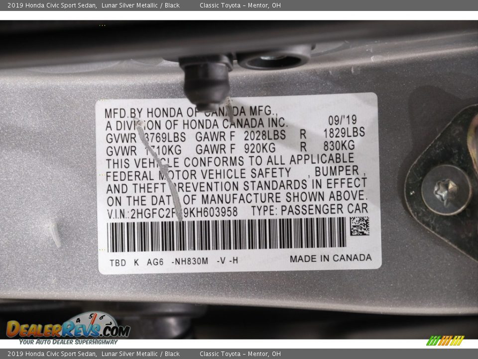 2019 Honda Civic Sport Sedan Lunar Silver Metallic / Black Photo #20