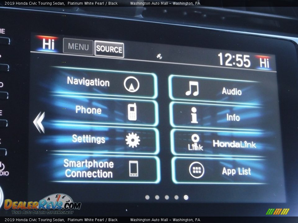 2019 Honda Civic Touring Sedan Platinum White Pearl / Black Photo #20