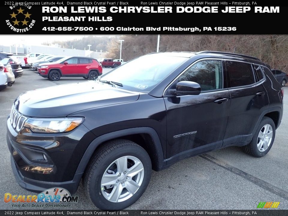 2022 Jeep Compass Latitude 4x4 Diamond Black Crystal Pearl / Black Photo #1