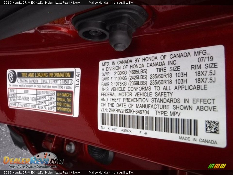 2019 Honda CR-V EX AWD Molten Lava Pearl / Ivory Photo #29