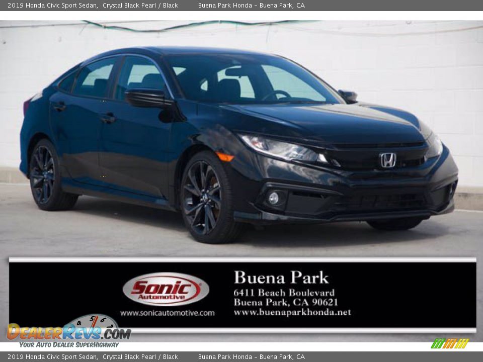 2019 Honda Civic Sport Sedan Crystal Black Pearl / Black Photo #1