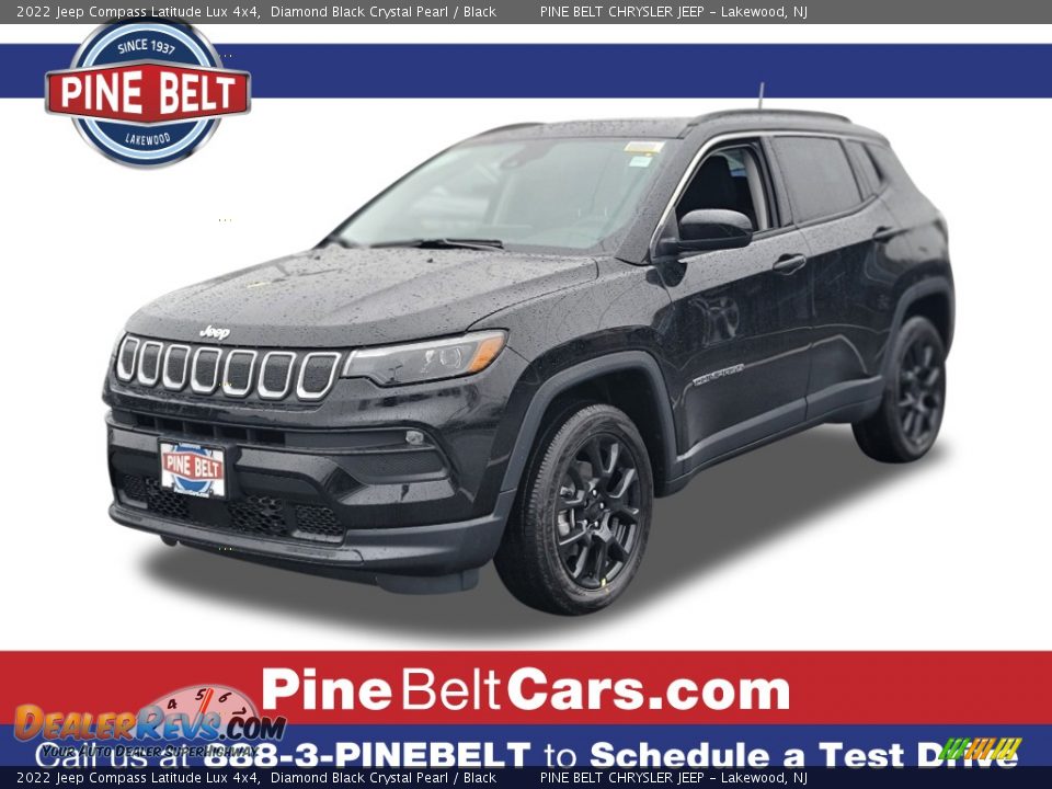 2022 Jeep Compass Latitude Lux 4x4 Diamond Black Crystal Pearl / Black Photo #1