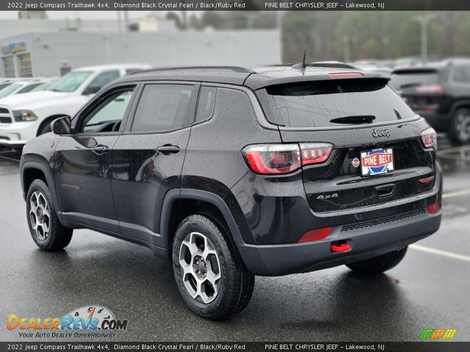 2022 Jeep Compass Trailhawk 4x4 Diamond Black Crystal Pearl / Black/Ruby Red Photo #4