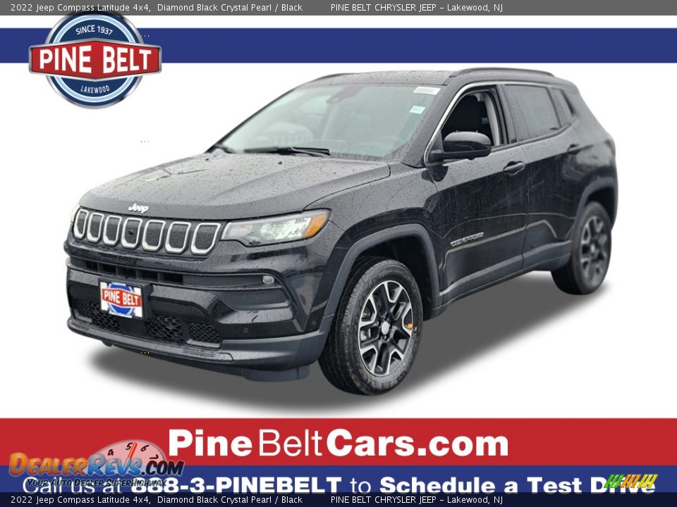 2022 Jeep Compass Latitude 4x4 Diamond Black Crystal Pearl / Black Photo #1