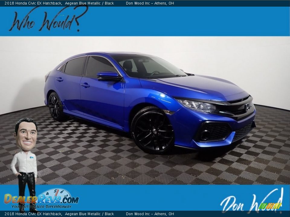 2018 Honda Civic EX Hatchback Aegean Blue Metallic / Black Photo #1