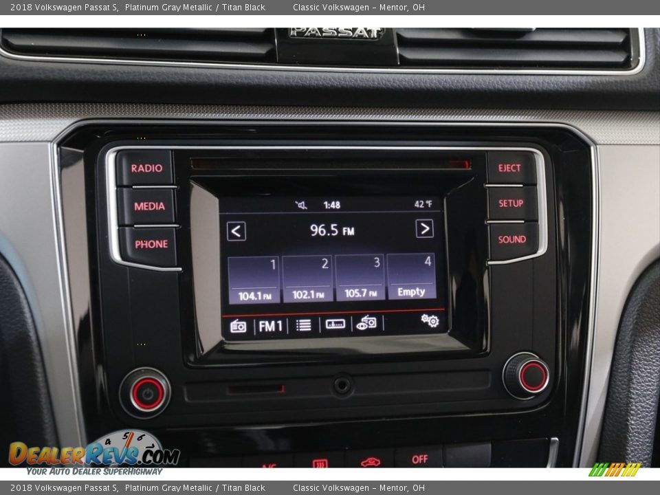 2018 Volkswagen Passat S Platinum Gray Metallic / Titan Black Photo #10