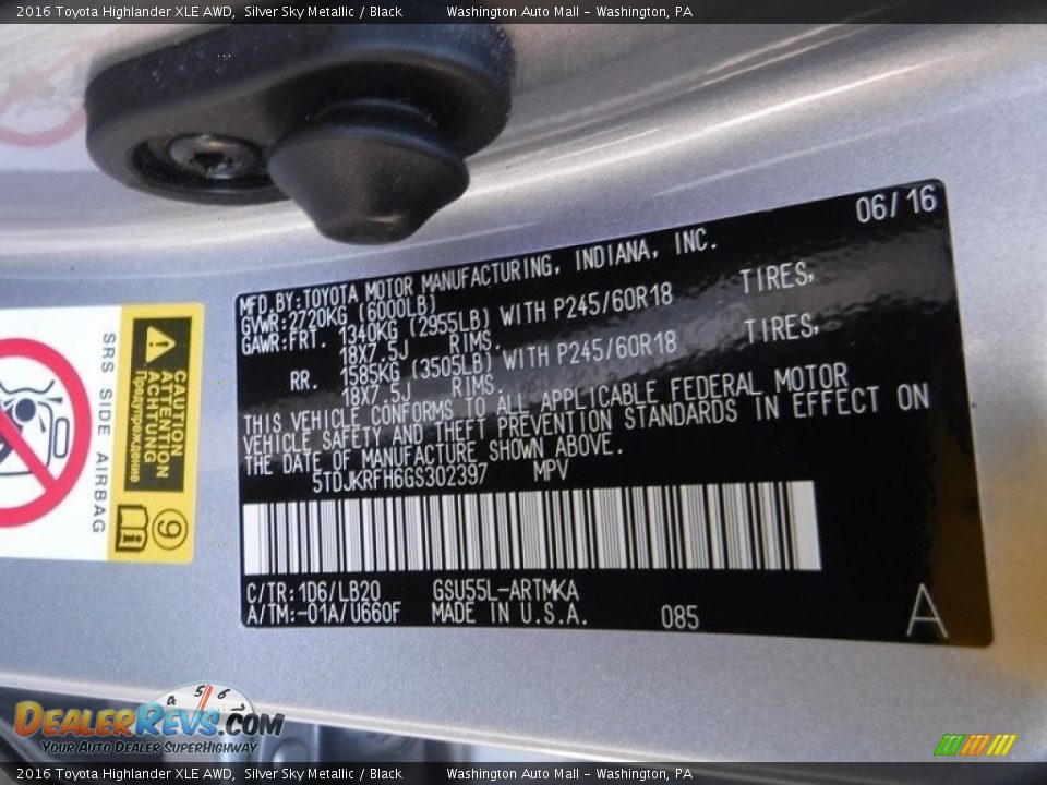 2016 Toyota Highlander XLE AWD Silver Sky Metallic / Black Photo #34