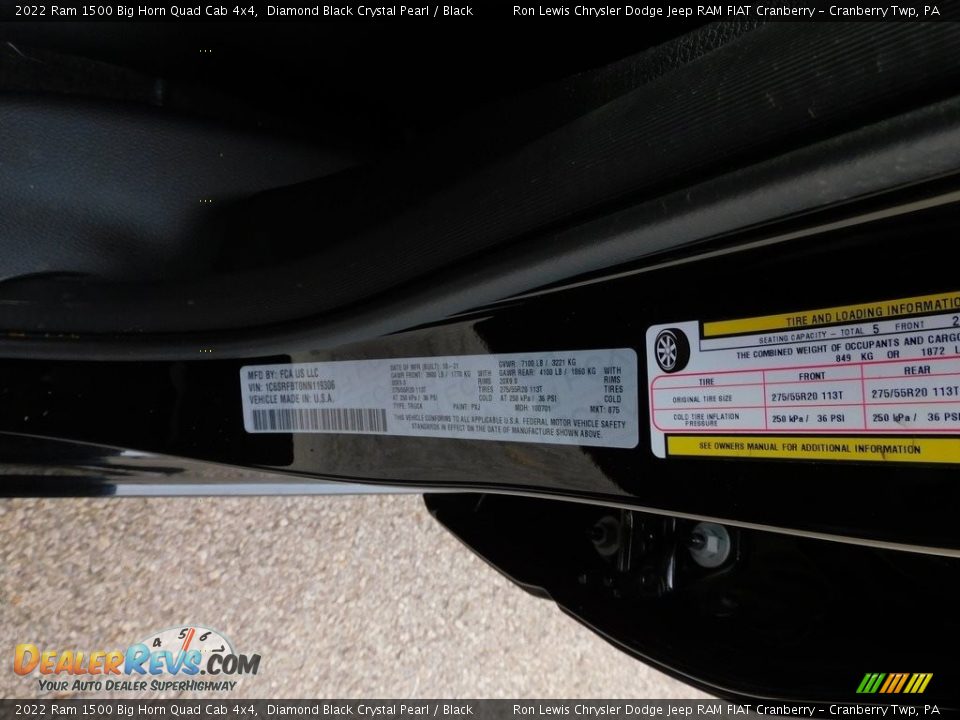 2022 Ram 1500 Big Horn Quad Cab 4x4 Diamond Black Crystal Pearl / Black Photo #20