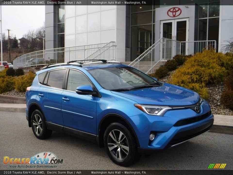 2018 Toyota RAV4 XLE AWD Electric Storm Blue / Ash Photo #1