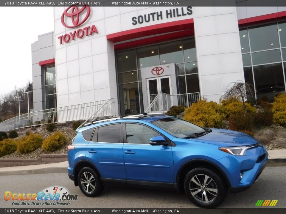 2018 Toyota RAV4 XLE AWD Electric Storm Blue / Ash Photo #2
