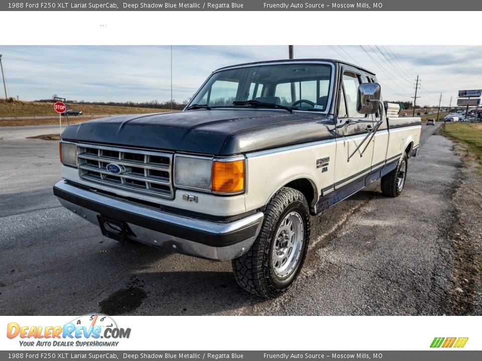 Deep Shadow Blue Metallic 1988 Ford F250 XLT Lariat SuperCab Photo #8