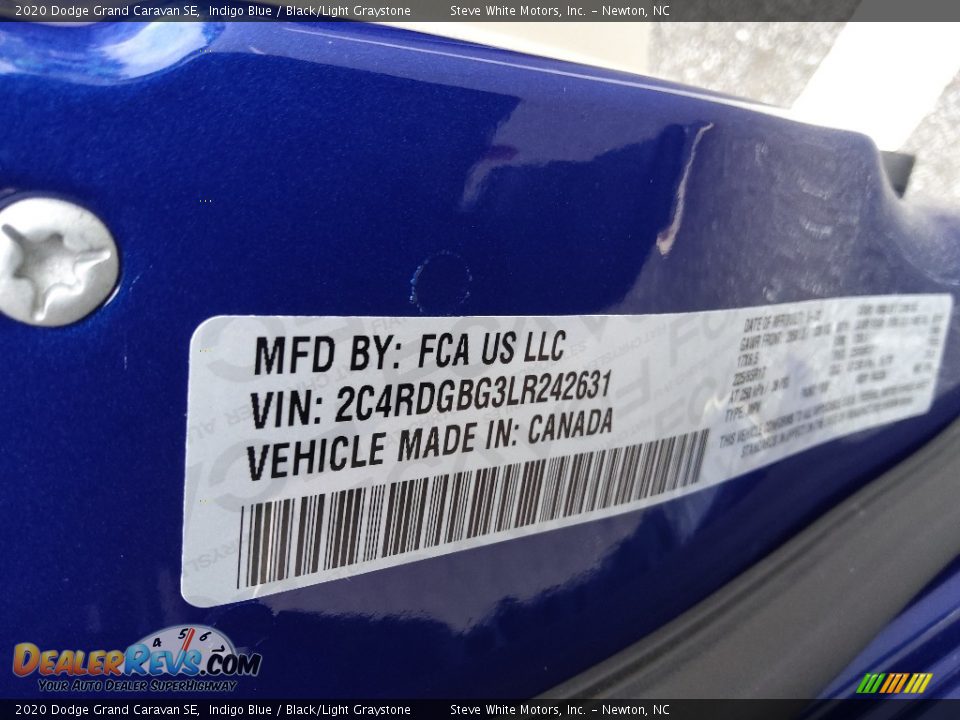 2020 Dodge Grand Caravan SE Indigo Blue / Black/Light Graystone Photo #31