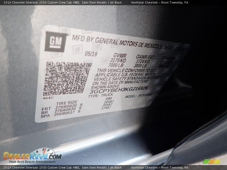 2019 Chevrolet Silverado 1500 Custom Crew Cab 4WD Satin Steel Metallic / Jet Black Photo #28