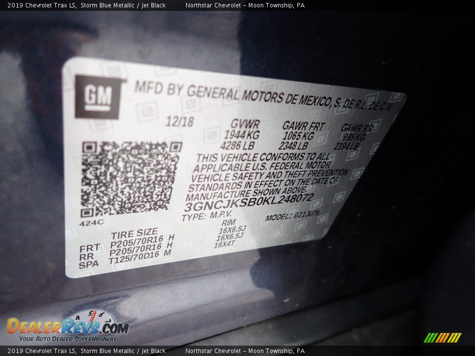 2019 Chevrolet Trax LS Storm Blue Metallic / Jet Black Photo #28