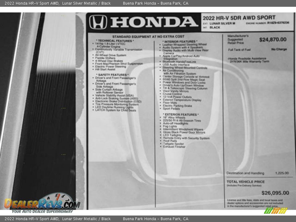 2022 Honda HR-V Sport AWD Window Sticker Photo #34