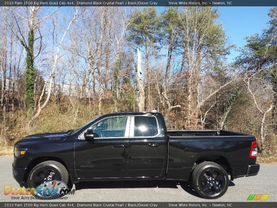 2019 Ram 1500 Big Horn Quad Cab 4x4 Diamond Black Crystal Pearl / Black/Diesel Gray Photo #1