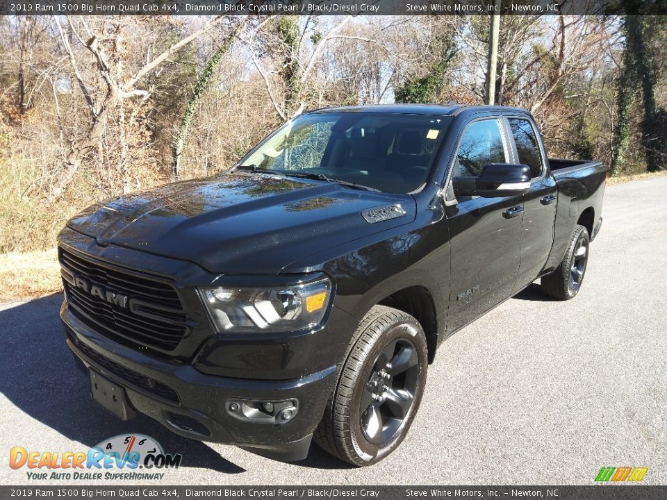 2019 Ram 1500 Big Horn Quad Cab 4x4 Diamond Black Crystal Pearl / Black/Diesel Gray Photo #3