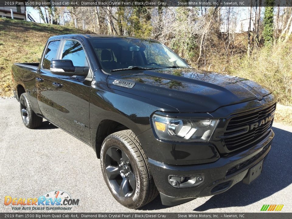 2019 Ram 1500 Big Horn Quad Cab 4x4 Diamond Black Crystal Pearl / Black/Diesel Gray Photo #7