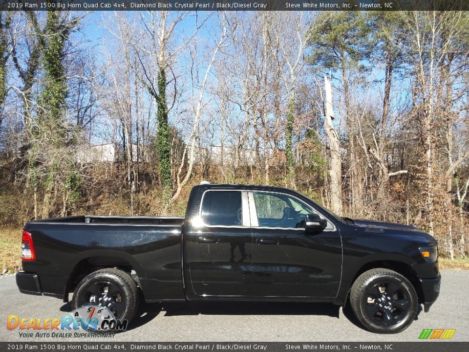 2019 Ram 1500 Big Horn Quad Cab 4x4 Diamond Black Crystal Pearl / Black/Diesel Gray Photo #8