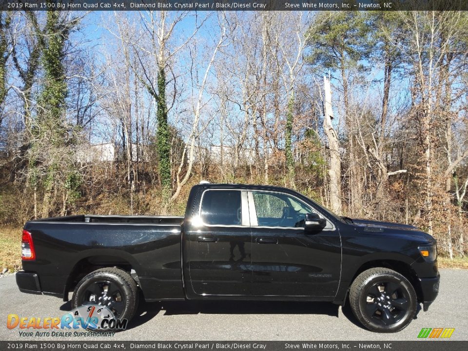 2019 Ram 1500 Big Horn Quad Cab 4x4 Diamond Black Crystal Pearl / Black/Diesel Gray Photo #8