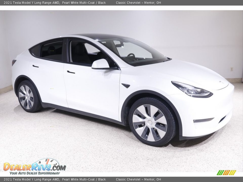 2021 Tesla Model Y Long Range AWD Pearl White Multi-Coat / Black Photo #1