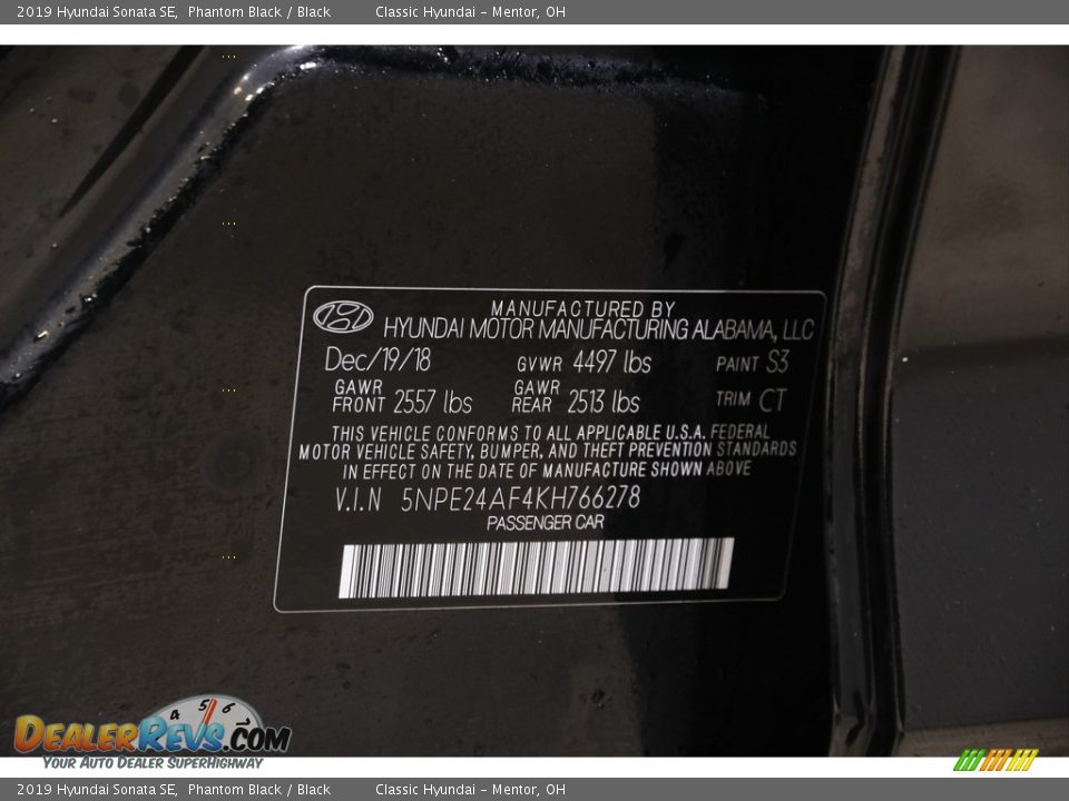 2019 Hyundai Sonata SE Phantom Black / Black Photo #19