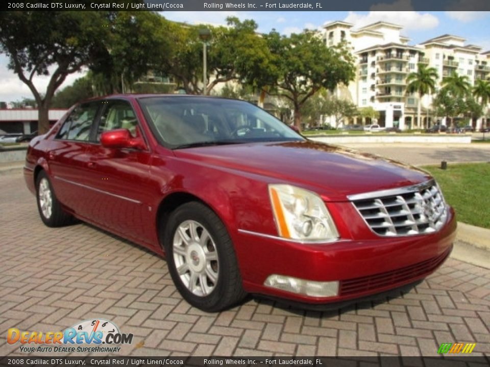2008 Cadillac DTS Luxury Crystal Red / Light Linen/Cocoa Photo #13