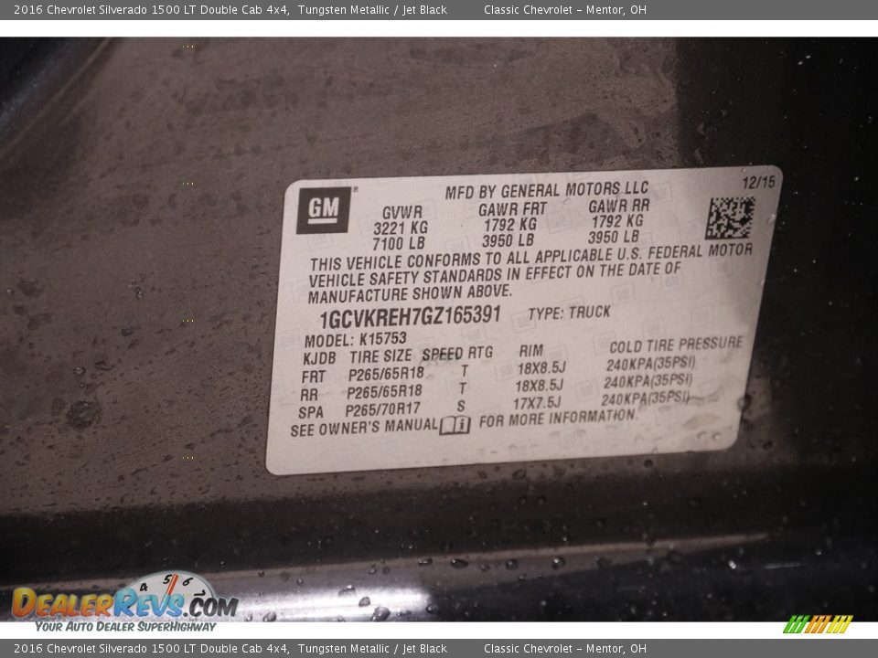 2016 Chevrolet Silverado 1500 LT Double Cab 4x4 Tungsten Metallic / Jet Black Photo #20