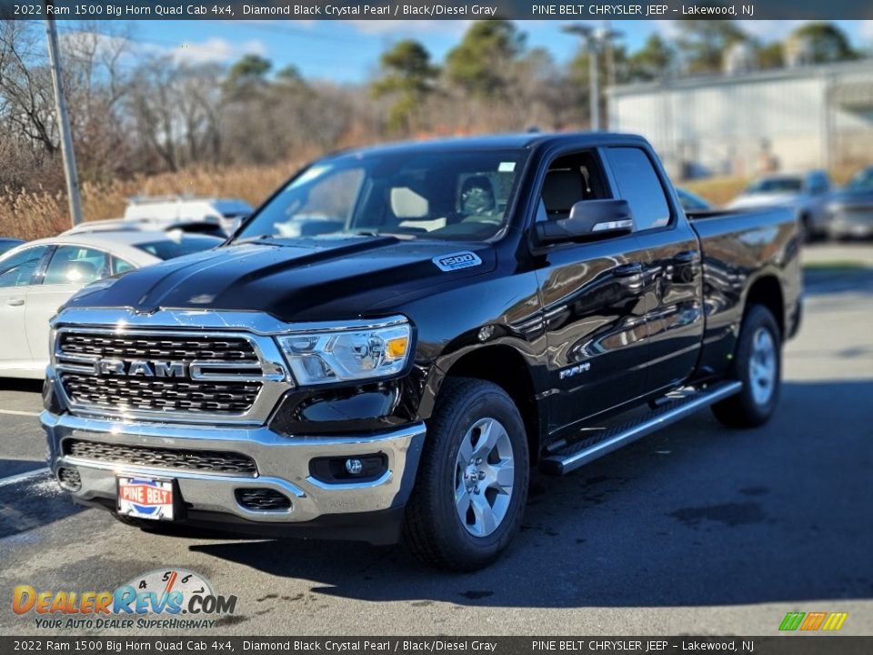 2022 Ram 1500 Big Horn Quad Cab 4x4 Diamond Black Crystal Pearl / Black/Diesel Gray Photo #1