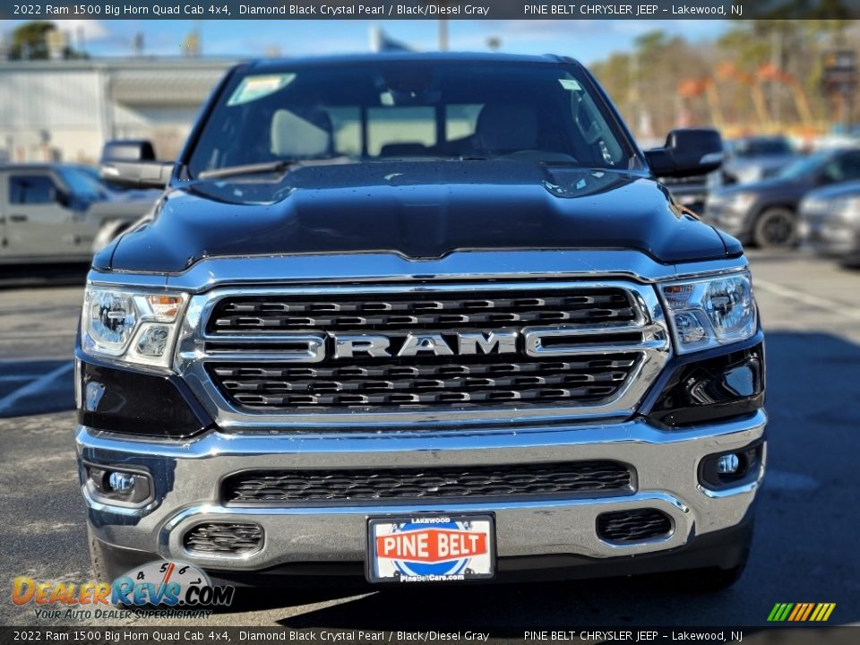 2022 Ram 1500 Big Horn Quad Cab 4x4 Diamond Black Crystal Pearl / Black/Diesel Gray Photo #3