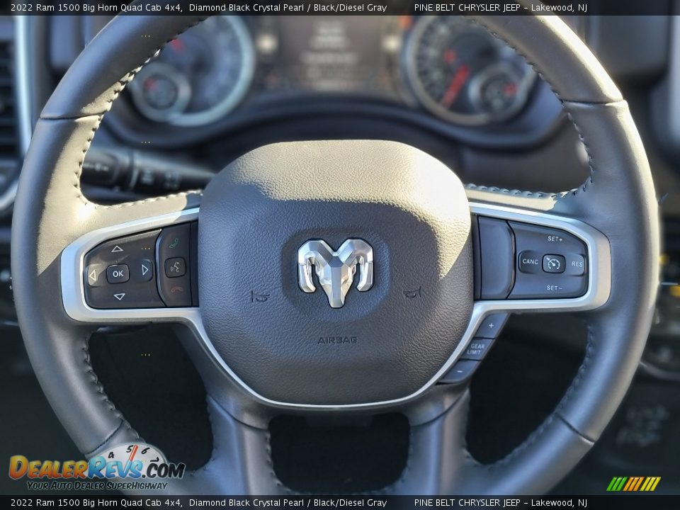 2022 Ram 1500 Big Horn Quad Cab 4x4 Diamond Black Crystal Pearl / Black/Diesel Gray Photo #10
