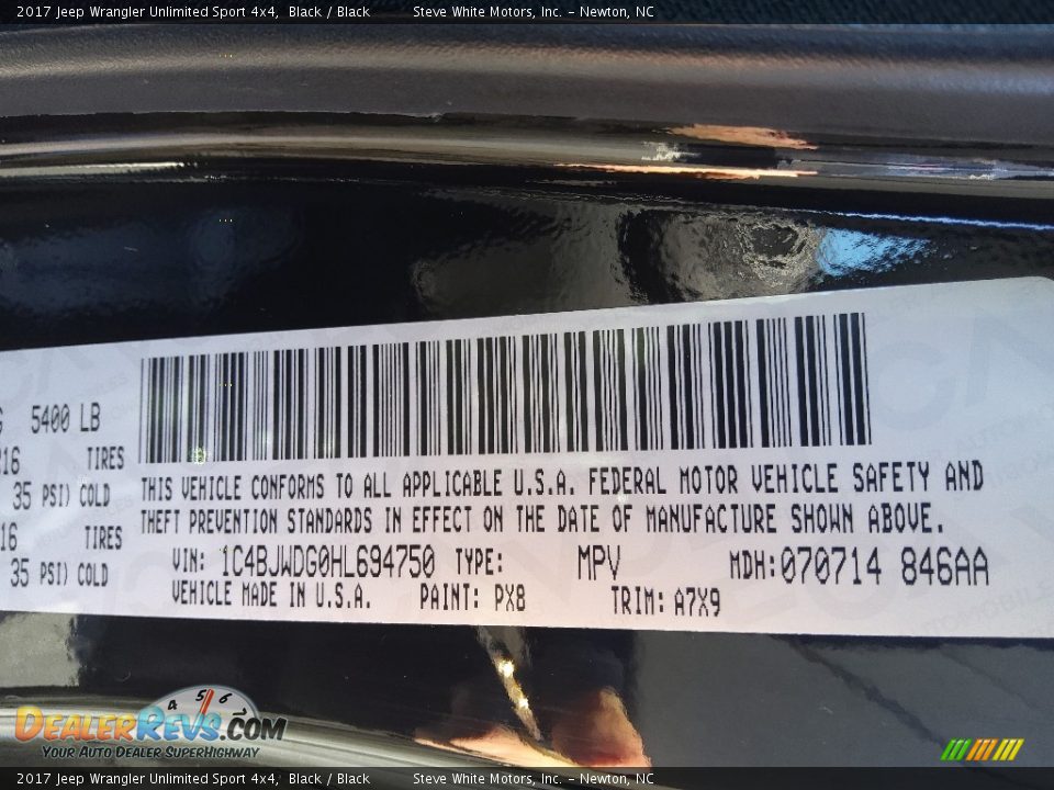2017 Jeep Wrangler Unlimited Sport 4x4 Black / Black Photo #28