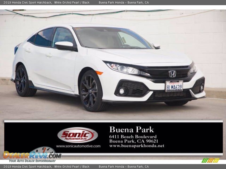 2019 Honda Civic Sport Hatchback White Orchid Pearl / Black Photo #1