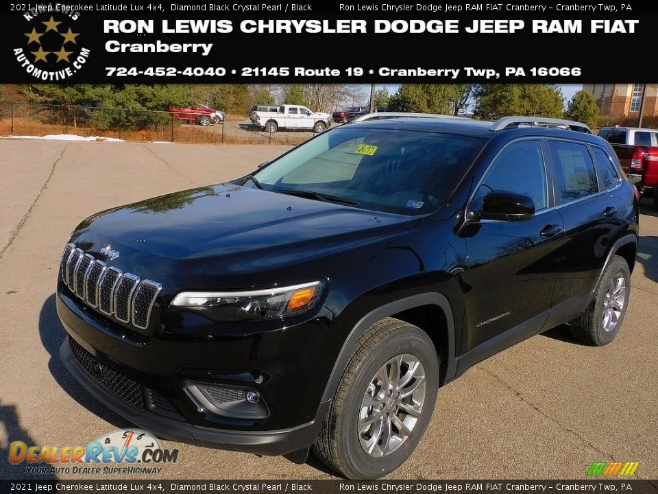 2021 Jeep Cherokee Latitude Lux 4x4 Diamond Black Crystal Pearl / Black Photo #1