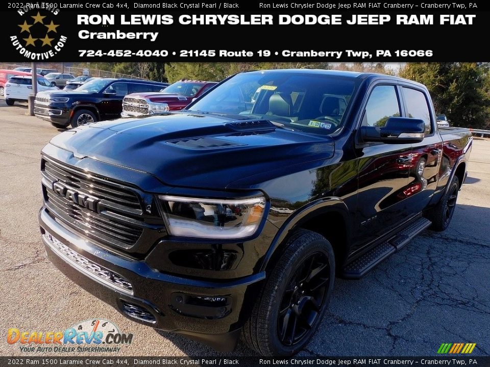 2022 Ram 1500 Laramie Crew Cab 4x4 Diamond Black Crystal Pearl / Black Photo #1