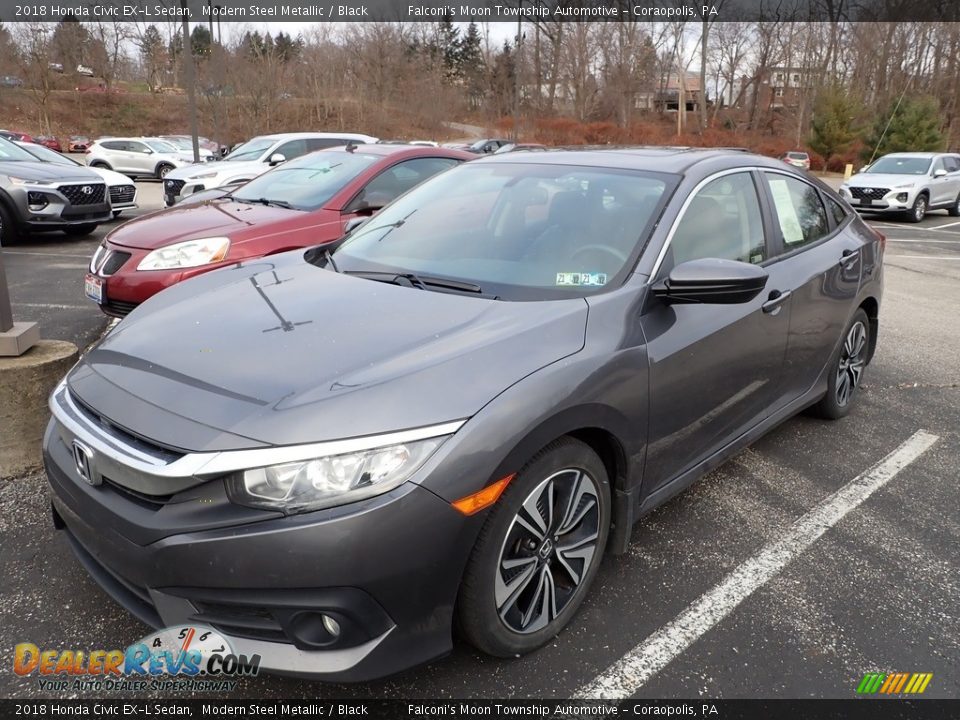 2018 Honda Civic EX-L Sedan Modern Steel Metallic / Black Photo #1