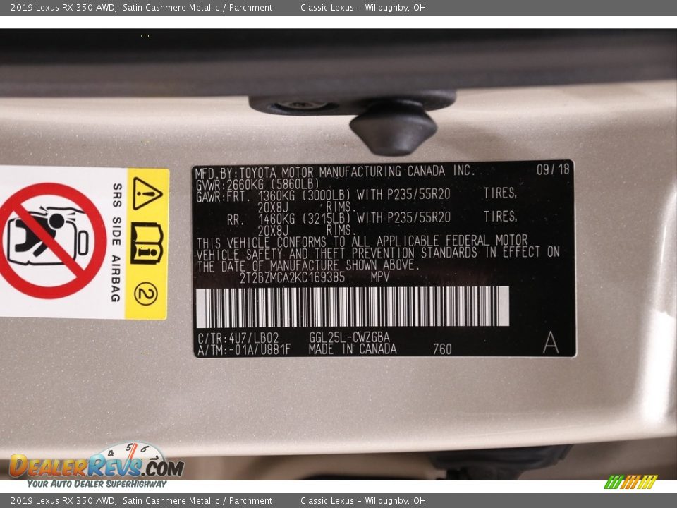 2019 Lexus RX 350 AWD Satin Cashmere Metallic / Parchment Photo #24