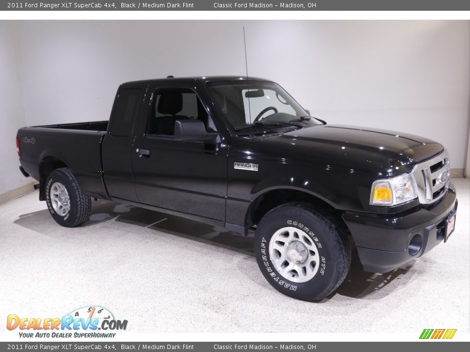 2011 Ford Ranger XLT SuperCab 4x4 Black / Medium Dark Flint Photo #1