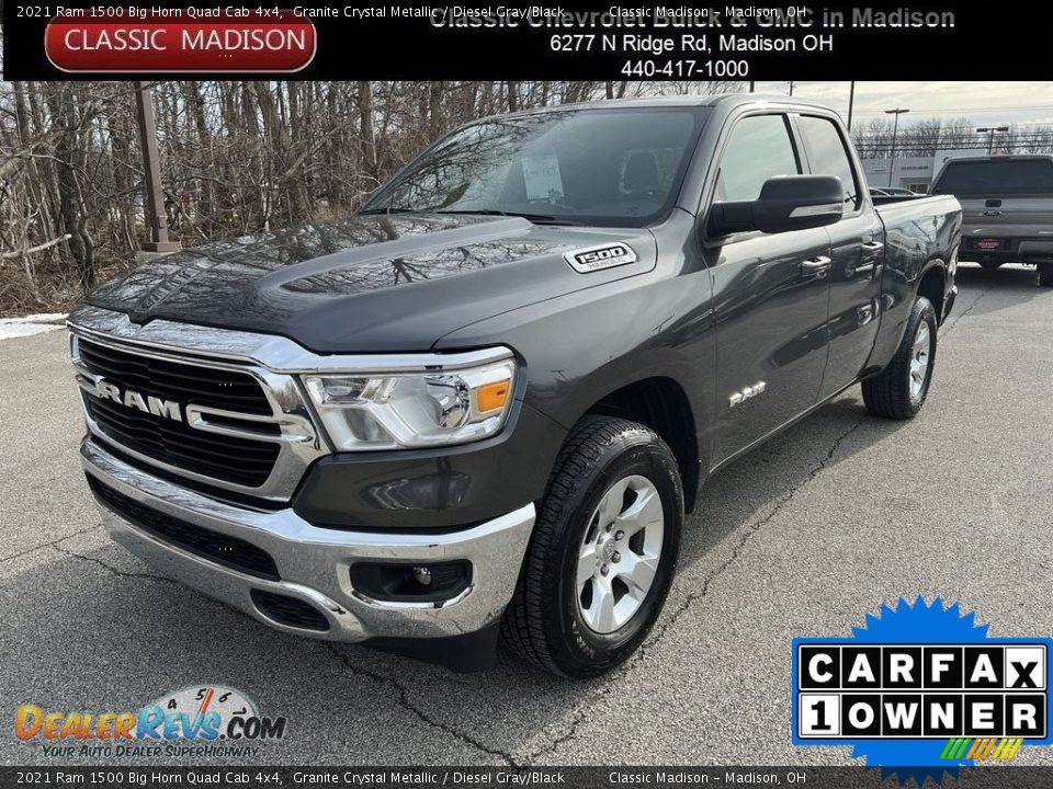 2021 Ram 1500 Big Horn Quad Cab 4x4 Granite Crystal Metallic / Diesel Gray/Black Photo #1