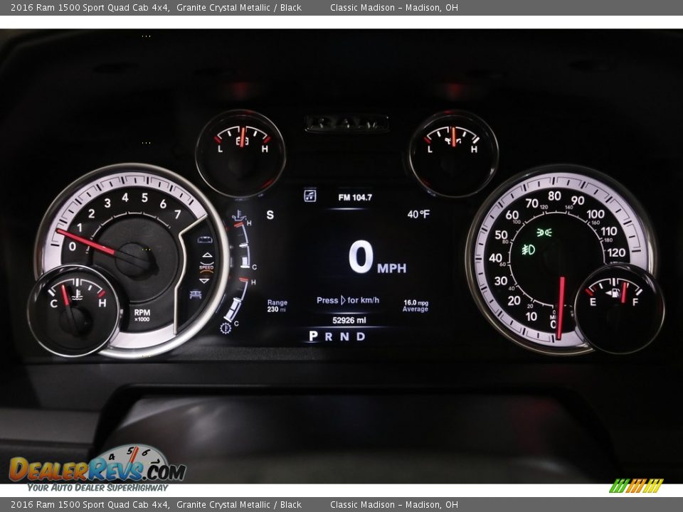 2016 Ram 1500 Sport Quad Cab 4x4 Gauges Photo #8