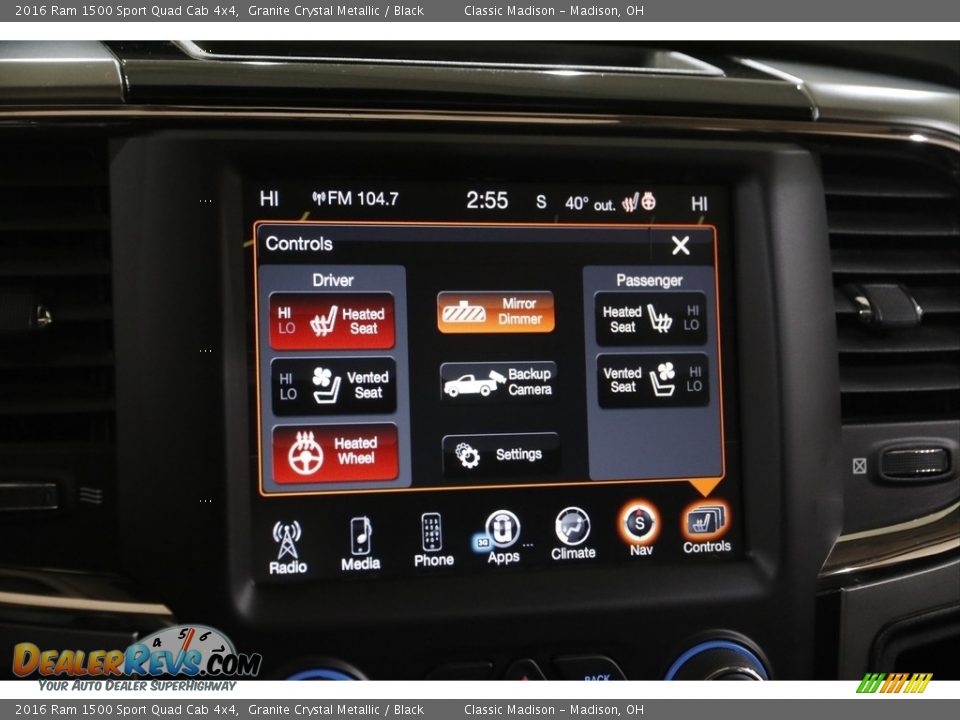 Controls of 2016 Ram 1500 Sport Quad Cab 4x4 Photo #15