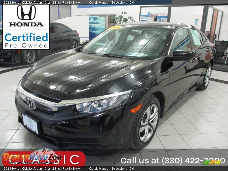 2018 Honda Civic LX Sedan Crystal Black Pearl / Ivory Photo #1