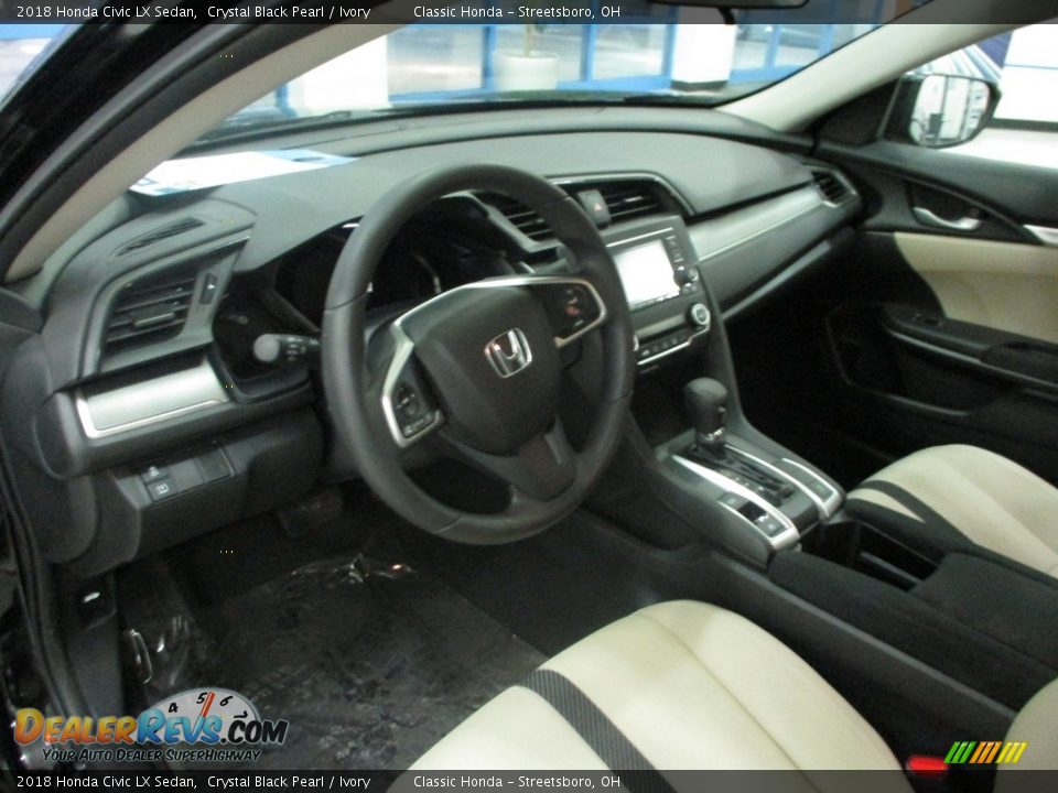 2018 Honda Civic LX Sedan Crystal Black Pearl / Ivory Photo #26