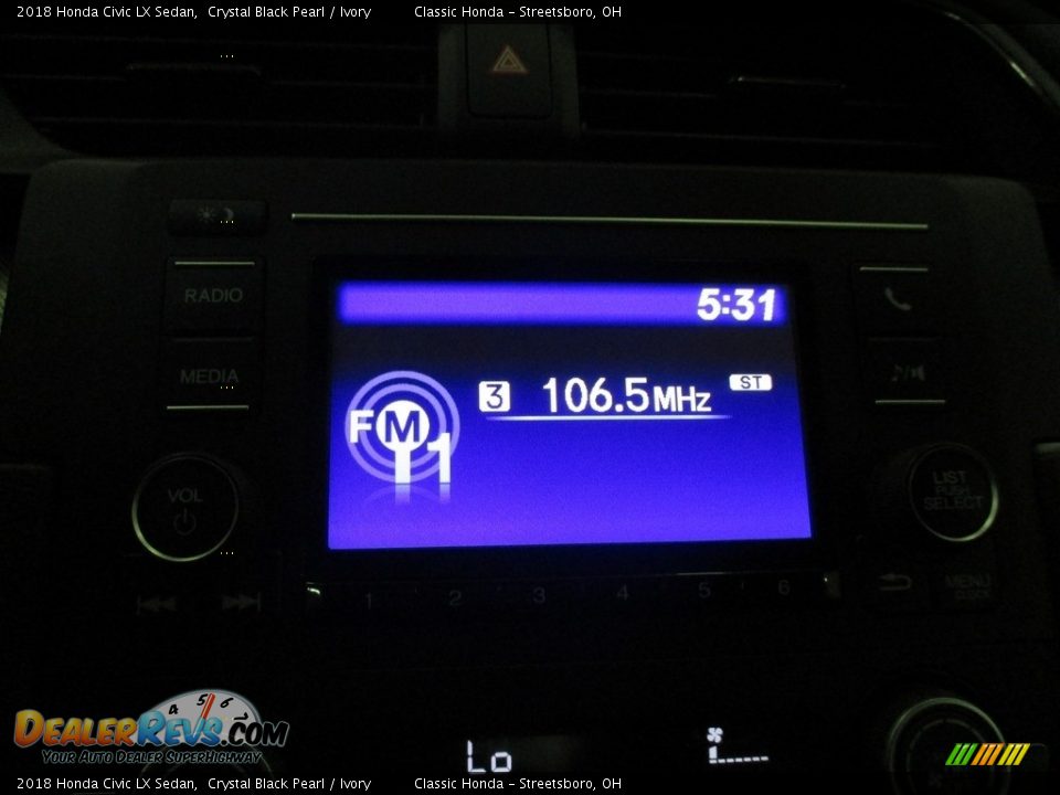 2018 Honda Civic LX Sedan Crystal Black Pearl / Ivory Photo #34